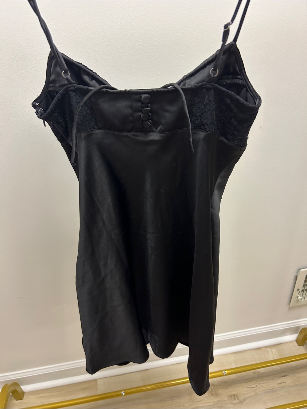 Urban Outfitters Black Satin Slip with Lace Bust image 5